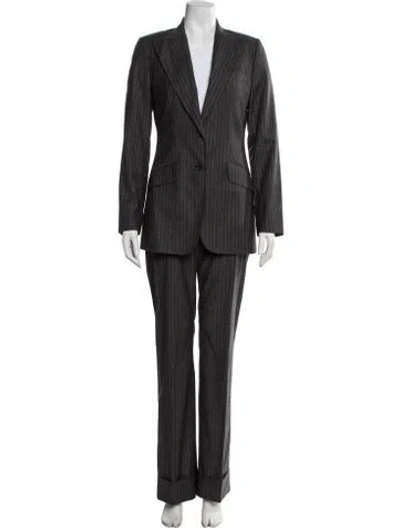 Pre-owned Dolce & Gabbana Wool Striped Pantsuit In Gray