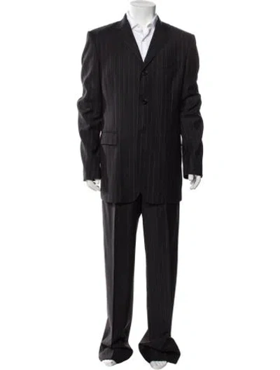 Pre-owned Dolce & Gabbana Wool Striped Two-piece Suit In Black