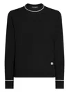 Dolce & Gabbana Logo Crew Neck Sweater With Contrasting Trims In Black