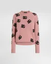 Dolce & Gabbana Wool Sweater With Dg Logo Inlay In Pink