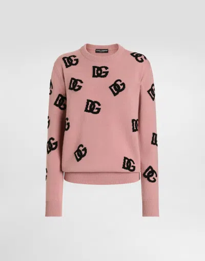 DOLCE & GABBANA WOOL SWEATER WITH DG LOGO INLAY