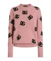 Dolce & Gabbana Wool Sweater With Dg Logo Inlay In Pink