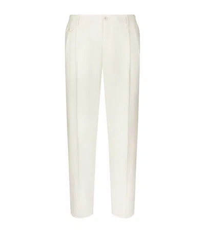 Dolce & Gabbana Wool Tailored Trousers In White