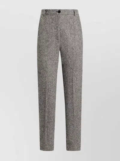 Dolce & Gabbana Wool Tailored Trousers Featuring Textured Fabric In Gray