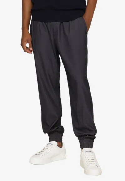Dolce & Gabbana Wool Track Pants In Blue