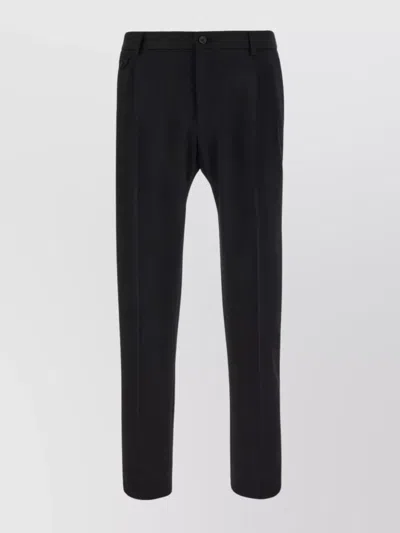 Dolce & Gabbana Wool Trousers With Button And Elastic Waist In N0000
