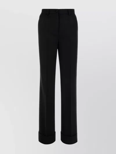 DOLCE & GABBANA WOOL TROUSERS WITH CUFFED HEM AND POCKETS