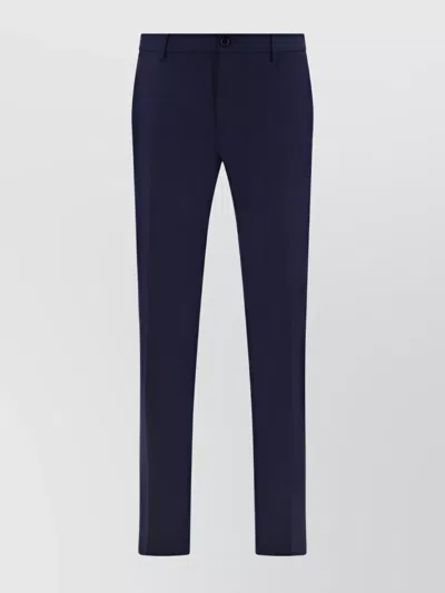 Dolce & Gabbana Wool Trousers With Pressed Creases And Pockets In Blue