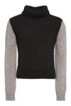 Dolce & Gabbana Two-tone Wool And Alpaca Turtle-neck Sweater In Black