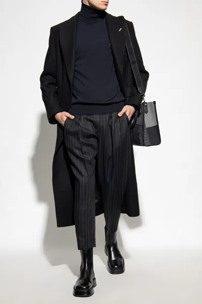 Dolce & Gabbana Wool Turtleneck Sweater In Navy Blue