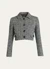 Dolce & Gabbana Wool Spinato Crop Jacket In Blkwhtchk