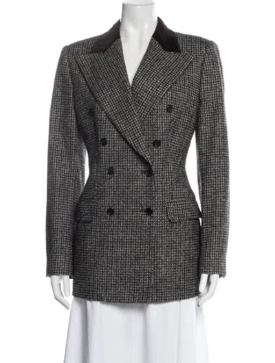 Pre-owned Dolce & Gabbana Wool Tweed Pattern Blazer In Gray