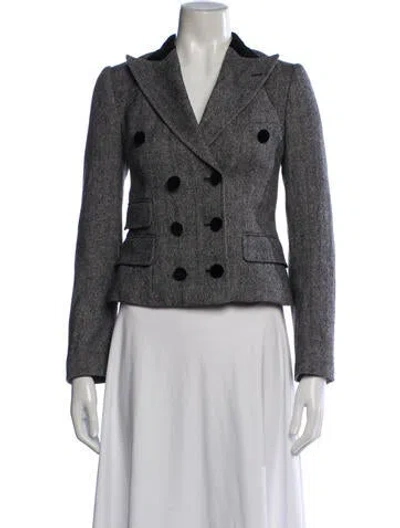 Pre-owned Dolce & Gabbana Wool Tweed Pattern Blazer In Grey