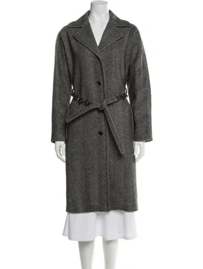 Pre-owned Dolce & Gabbana Wool Tweed Pattern Coat In Black