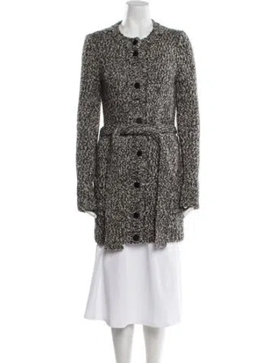 Pre-owned Dolce & Gabbana Wool Tweed Pattern Fur Coat In Multi