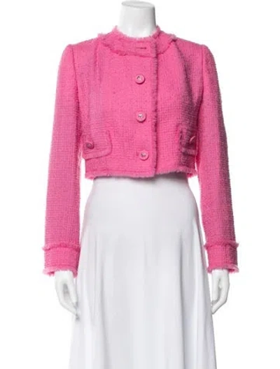 Pre-owned Dolce & Gabbana Wool Tweed Pattern Jacket In Pink