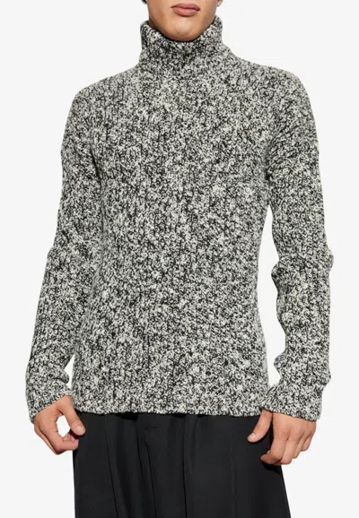 Dolce & Gabbana Wool Tweed Turtleneck Sweater In Multi
