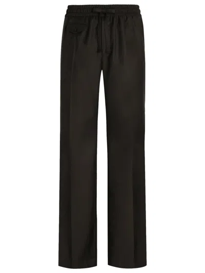 Dolce & Gabbana Wool Twill Jogging Trousers For Men In Black