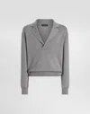 Dolce & Gabbana Wool V-neck Sweater With Dg Embroidery In Grey