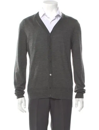 Pre-owned Dolce & Gabbana Wool V-neck Cardigan In Gray