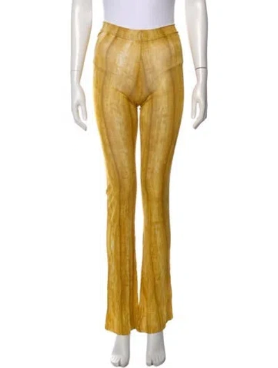 Pre-owned Dolce & Gabbana Wool Wide Leg Pants In Yellow