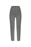 Dolce & Gabbana Virgin Wool Jacquard Slim Trousers In Gray