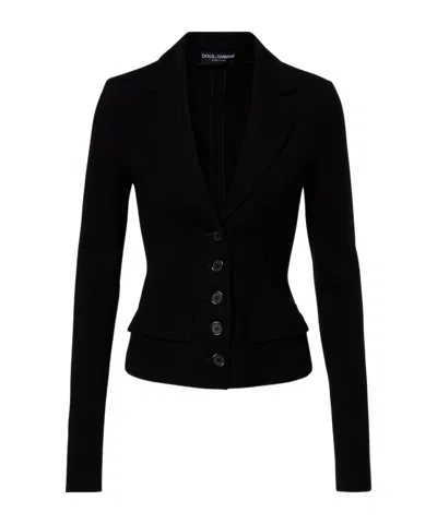 Dolce & Gabbana Wool-blend Canvas Jacket In Black