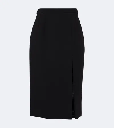 Dolce & Gabbana Front-slit Wool Midi Skirt In Multi