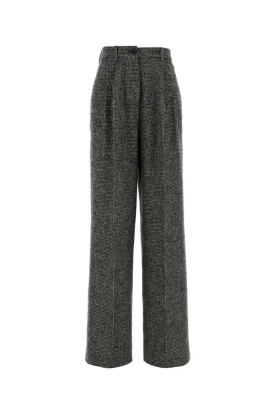 Dolce & Gabbana Wool-blend Tweed Trousers In Gray