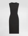 Dolce & Gabbana Woolen Calf-length Sheath Dress In Grey