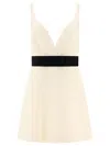 Dolce & Gabbana Woolen Dress With Satin Belt And Straps In Neutral