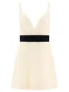 Dolce & Gabbana Woolen Dress With Satin Belt And Straps In Neutral