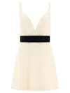 Dolce & Gabbana Woolen Dress With Satin Belt And Straps In Neutral