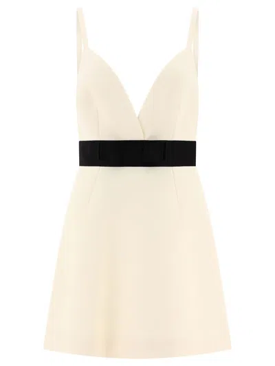 Dolce & Gabbana White And Black Silk-wool Blend Dress