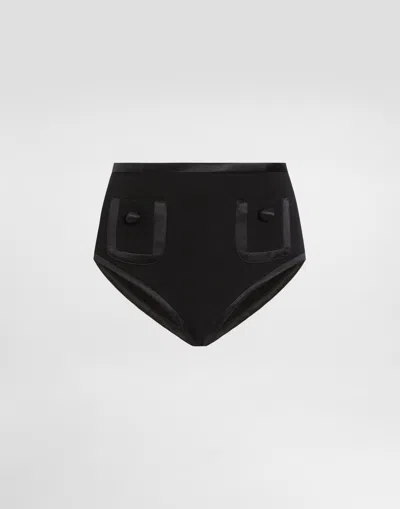 Dolce & Gabbana Woolen High-waisted Panties In Black