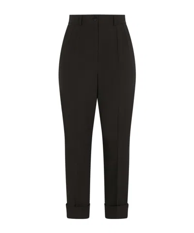 Dolce & Gabbana Woolen Pants With Turn-ups In Black