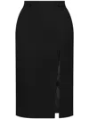 Dolce & Gabbana Calf-length Wool Gabardine Skirt With Slit In Black