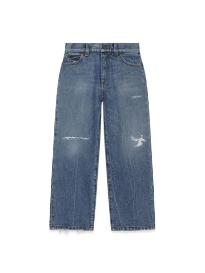 Dolce & Gabbana Kids' Worn Effect Jeans In Denim