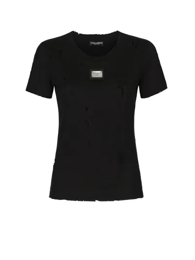 Dolce & Gabbana Worn Effect T-shirt In Black