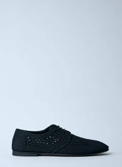Dolce & Gabbana Black Woven Fabric Derby