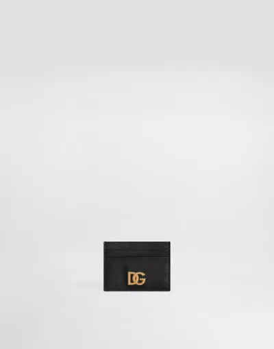 Dolce & Gabbana Woven Dg Logo Card Holder In Black