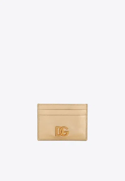Dolce & Gabbana Woven Dg-logo Cardholder In Gold