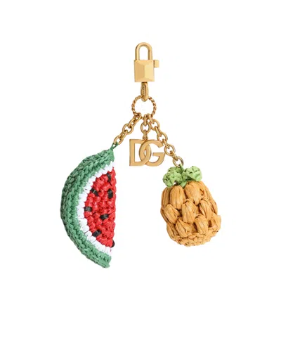 Dolce & Gabbana Metal Keychain With Charms In Gold