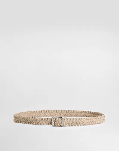 Dolce & Gabbana Woven Leather Belt In Brown