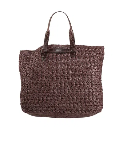 Dolce & Gabbana Woven Handbag In Brown