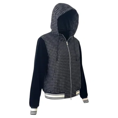 Pre-owned Dolce & Gabbana Woven Jacquard Hooded Bomber Jacket It 48 M Black Velvet Sleeves