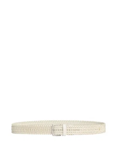Dolce & Gabbana Woven Leather Belt In Beige