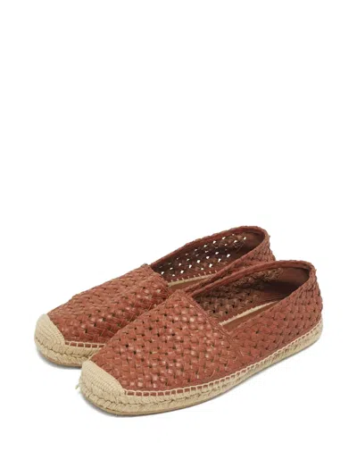 Pre-owned Dolce & Gabbana Woven Leather Espadrille In Brown
