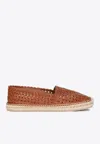 Dolce & Gabbana Woven Leather Espadrilles In Brown