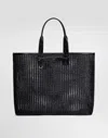 Dolce & Gabbana Woven Mesh And Calfskin Shopper In Black